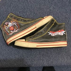Ed Hardy ‘Frisco’ cracked leather High tops